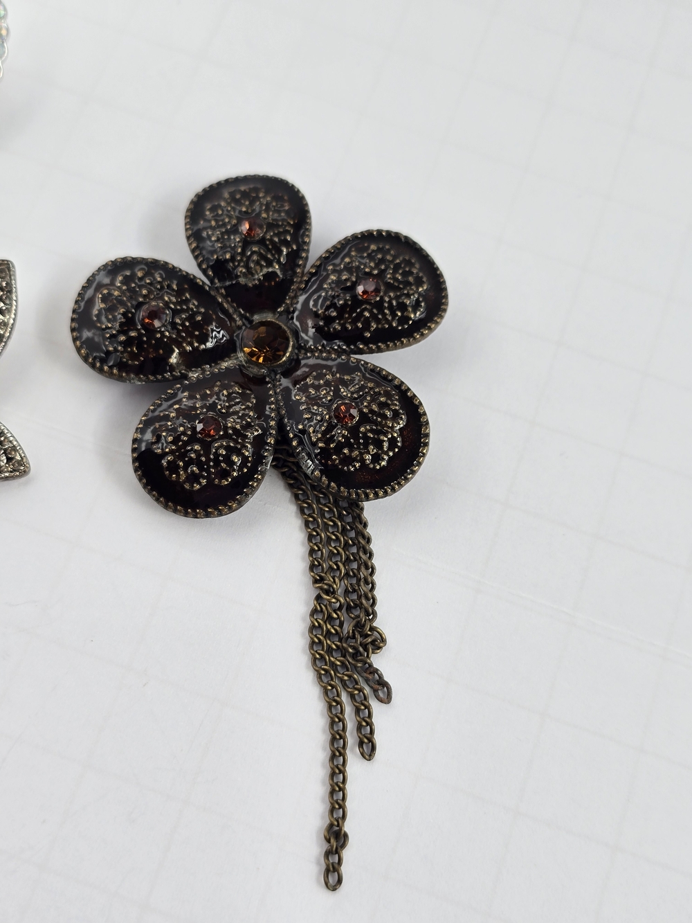 Vintage Brooch Lot Of 6 Butterflies Dragonfly Flower Leaf - Picture 6 of 13